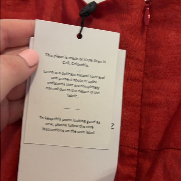 Cala de la Cruz Paloma Linen Midi Dress Red Floral Size Small NWT - Picture 7 of 12